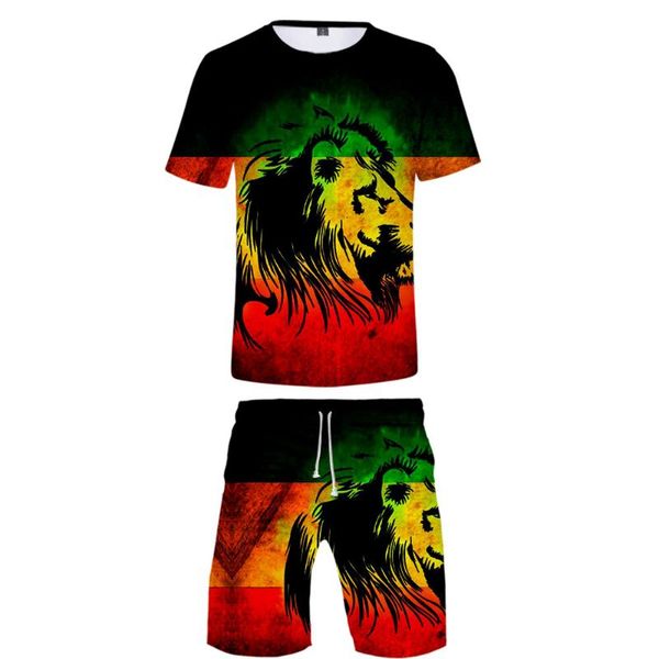 

2020 wild animal two piece set tshirt and shorts harajuku men beast t shirt harajuku short sleeve plus size for men, Gray