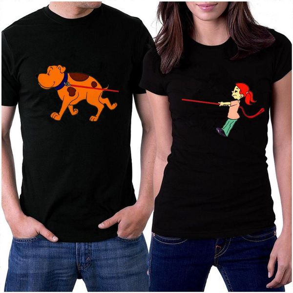 

пара одежда хлопок tshirt смешной surf girl and dog печатается с коротким рукавом топы тис вскользь тенниска unisex, White