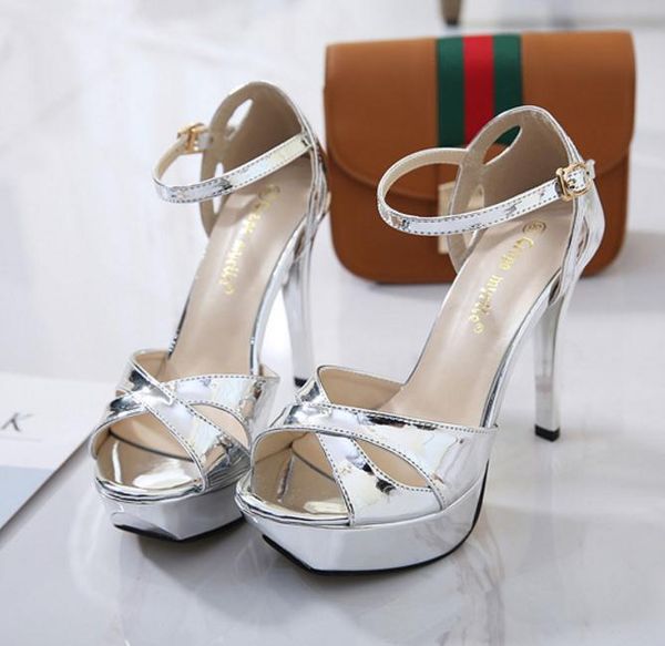 

elegant bridal wedding shoes platform high heels women sandals prom shoes size 34 to 39, Black
