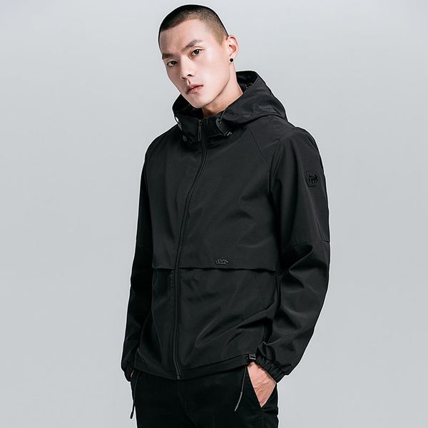 

spring and autumn jacket men 2019 new hooded youth men's windbreaker casual jacket men, Black;brown