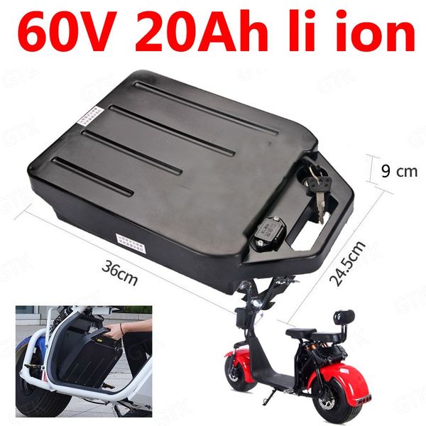 

gtk waterproof 60v 20ah lithium-ion battery 60v 18ah li ion for two wheel foldable citycoco electric scooter bicycle +3a charger