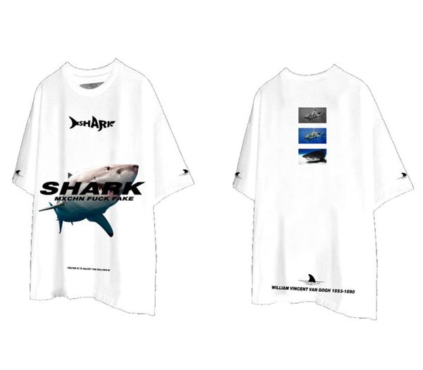 

men's & women's t-shirts casual lovers sharks 3d printed europe and america style shirt fashion tide couple loose shirts plus size, White;black
