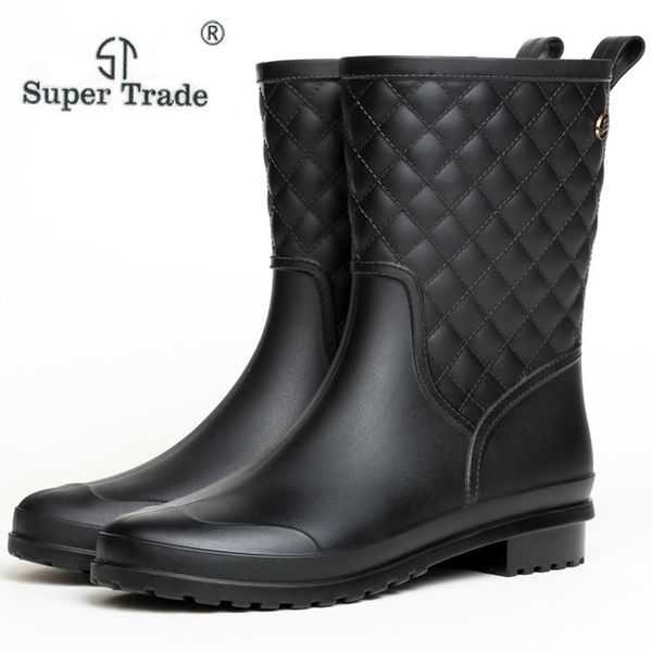 Women S Waterproof Rain Boots Square Low Heels Woman Shoes Ladies