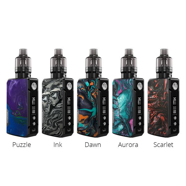 

VOOPOO Drag 2 Kit Ecigarette 177W Выход Dual 18650 Батареи Mod 5мл Uforce T2 Tank с U2 N3 Mesh Coil Оригинальные смолы панели Vape Kits