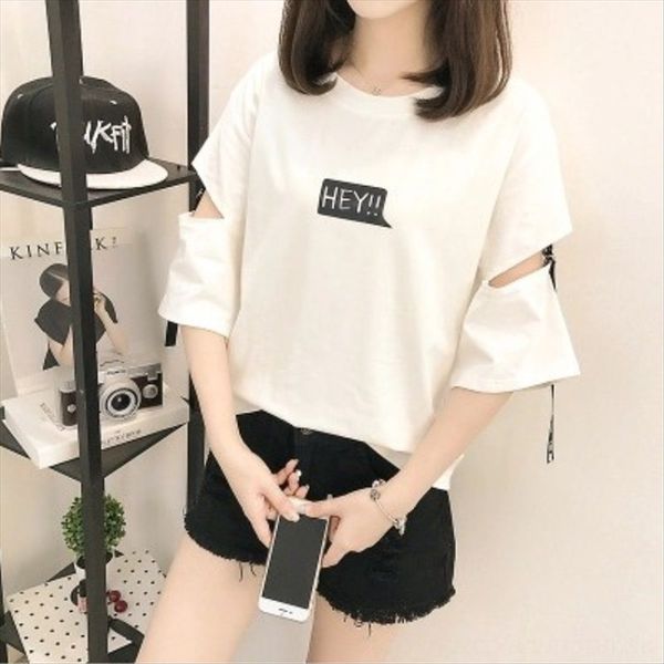 

2020 short-sleeved underpants female student all-match harajuku bfwind half-sleeved base fashion 2020 short-sleeved t- underpants female stu, White