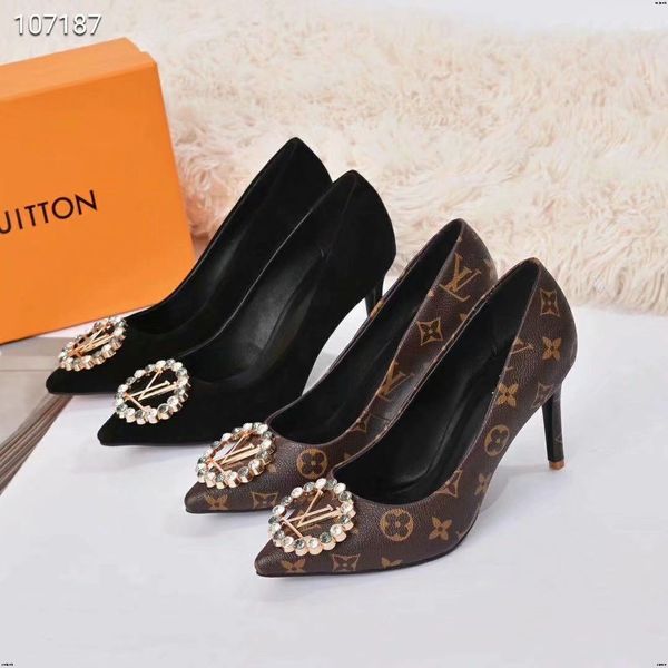 

19ss concise women's ol office shoes 2019 new show thin women pumps solid flock pointed toe shallow fashion high heels shoes, Black