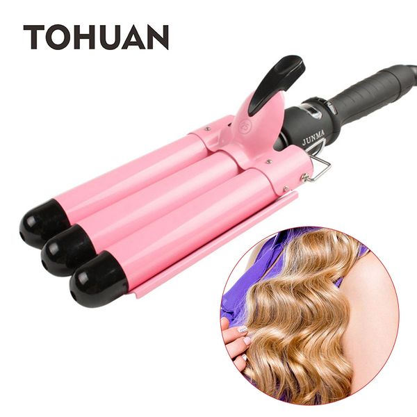 

tohuan ceramic hair crimp curling iron triple barrel hair curler irons wave styling tools hair styler waver wand 5 types