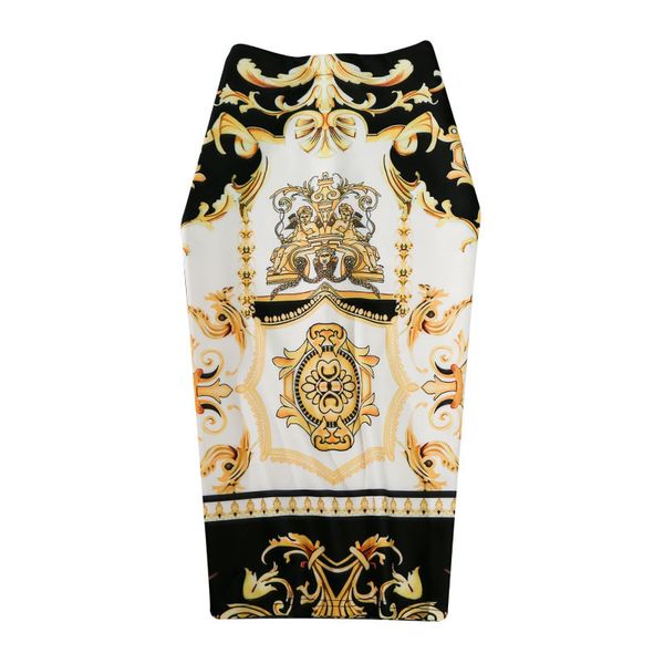 

new-coming european women summer print pencil skirt high stretch abstract pattern midi slip hip skirt female gd030, Black