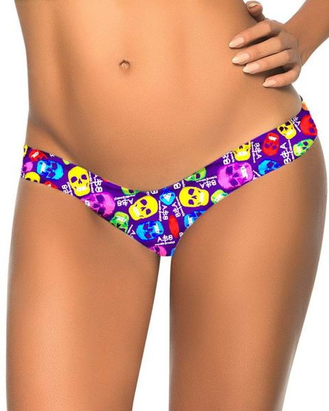 

skull print v thong separates swimsuit womens board shorts swimwear bandage bathing suit brazilian tanga bikini bottom xl, White;black