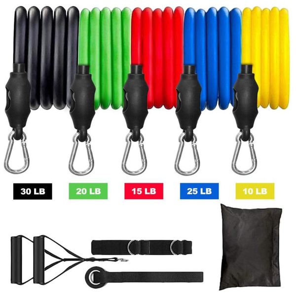 

11 pack resistance bands set exercise elastic bands portable workouts for resistance training gym physical therapy yoga pilates