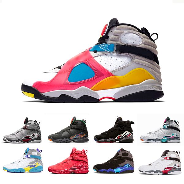 

multi-color reflective 8 vii 8s men basketball shoes quai 54 raid three peat aqua chrome south beach mens sports sneakers