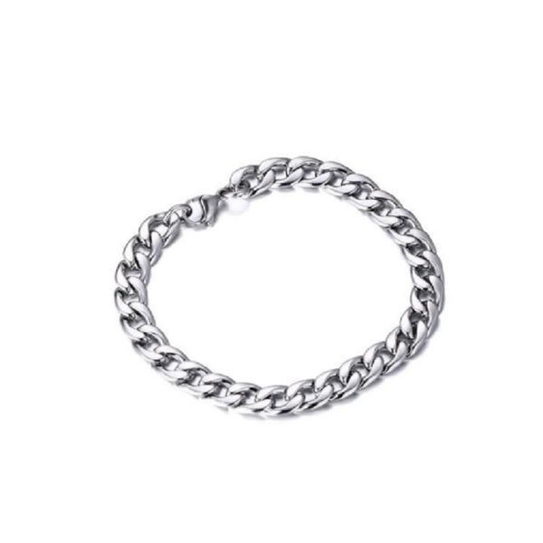 

mens hip hop chain bracelets stainless steel nk cuban curb link bracelet 18cm 21cm vintage bangle for men women jewelry christmas gift, Black