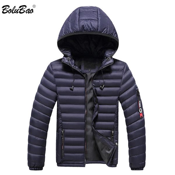 

bolubao men's warm parkas winter new male casual men hooded portable headset parkas jacket (cap removable, Black