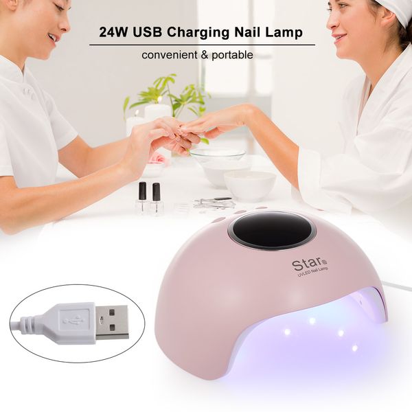 

24w star 6 usb charging nail lamp dryer portable led uv nail dryer curing lamps intelligent fingernail & toenail gel curing tool