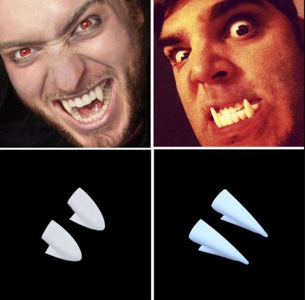 

1 pair horrific vampire dentures halloween zombie teeth cosplay costume party evil fangs props (teeth and glue sold separately