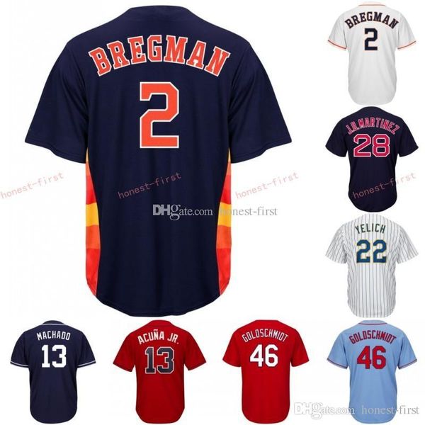

X2 Alex Bregman Houston Cheap Astros Embroidery Men's Majestic Alternate Blue White Rainbow Official Cool Base Player Baseball Cheaps