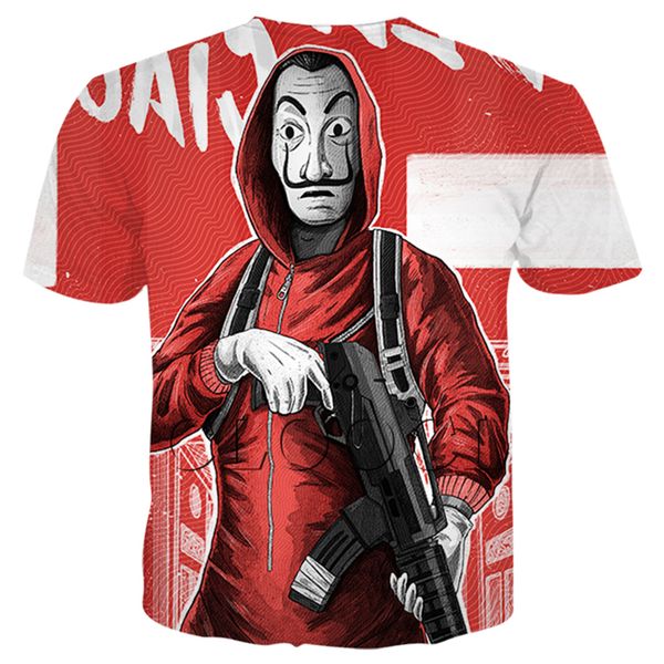 

2020 new papel casa house fashion 3d heist de print t men money shirt the paper women streetwear la bolgp, Black