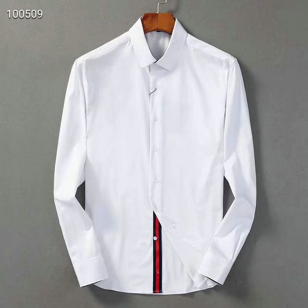 

high end mens designer shirt amn luxury fashion brand logo trend shirt private order sports breathable business wild shirt, White;black