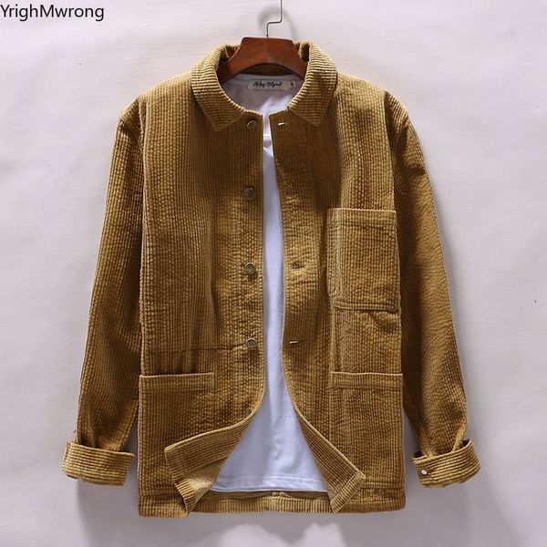 

plus size women man long sleeve solid pocket corduroy jacket casual autumn vintage cargo blusas thin coat korean streetwear top, Black;brown