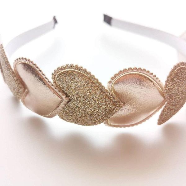 

10pcs/lot gloss gold heart headband glitter metallisweet heart hairband vintage girl valentine fashion head wear p prop gift, Silver