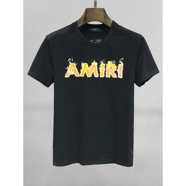 

европа и америка tide brand футболка с короткими рукавами amiri amiri 2020 ss amiri flame логотип потрясающая повседневная футболка tideuniq, White;black