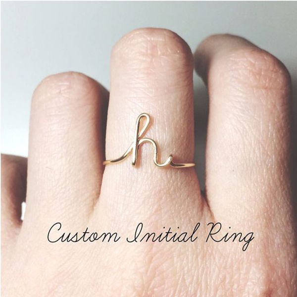 

dainty initial ring a to z letter midi personalized rings for women men jewelry rose gold stacking custom initials ring gift, Silver