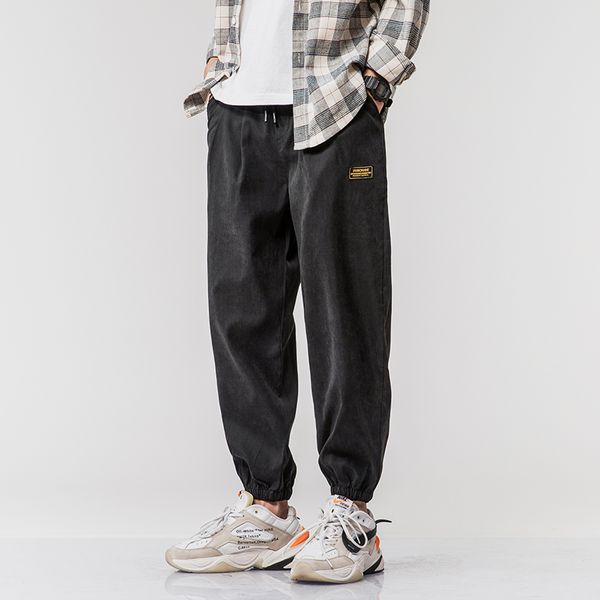 

2020 spring summer korean casual pant men elastic waist ankle-length harem pant men japanese sweatpants street wear, Black