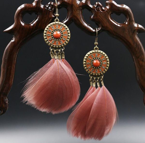 

girl feather earring cute handmade goose feather super light weight boho dangle earrings for girls valentine's day mother's day gi, Silver