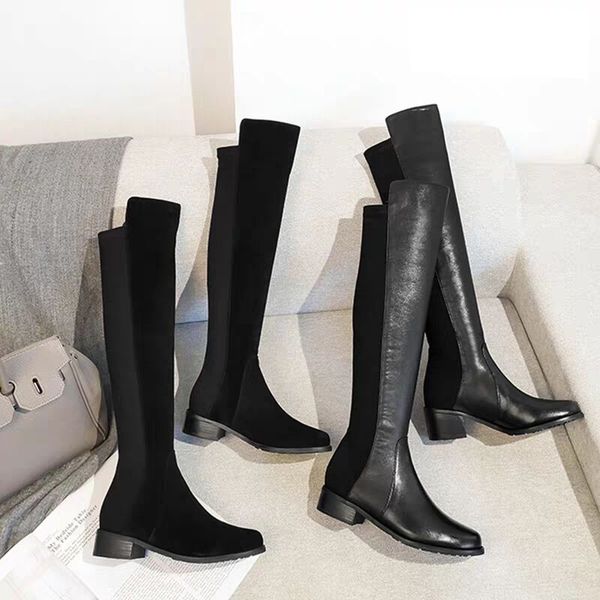 

zapatos де mujer классический женщины длинные сапоги мода замша flock скольжения на ботинки женщин sexy slim stretch пинетки, Black