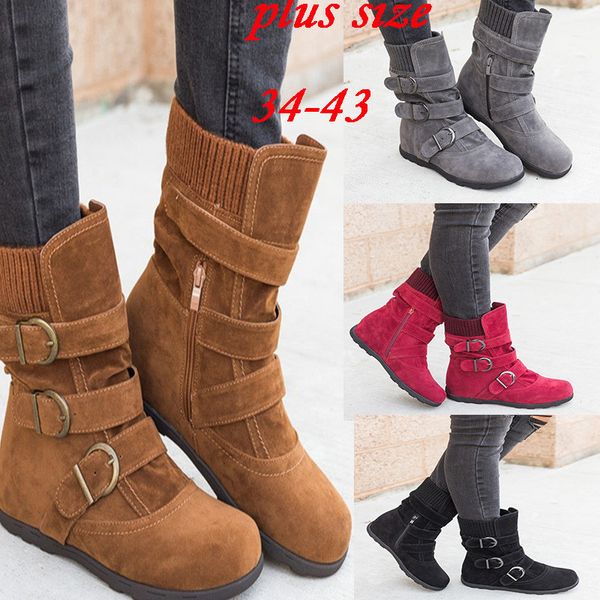 

2020 new autumn early winter shoes women flat heel boots fashion knitting patchwork women's boots woman short botas, Black