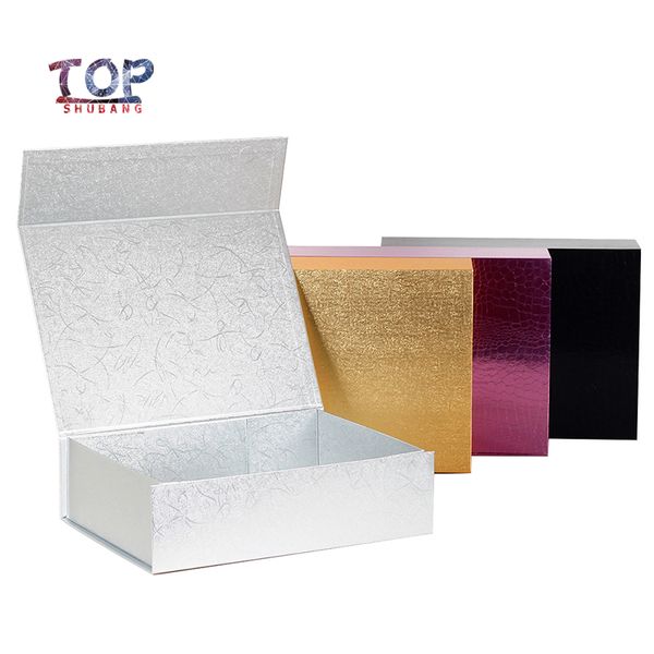 

wholesale gift box 10pcs/lot plain paperboard folding rigid box magnetic closure available packaging hair wigs
