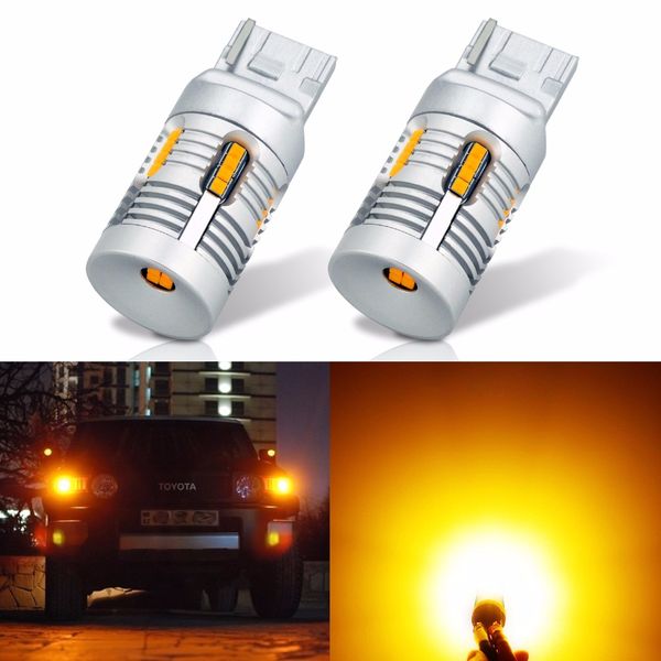 

vanssi 2x t20 w21w wy21w 7440 7440na led turn signal light bulbs canbus error no hyper flash 24smd 2000lumen amber yellow