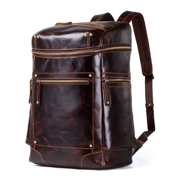 

vintage genuine leather backpack school laptravel rucksack for teenager