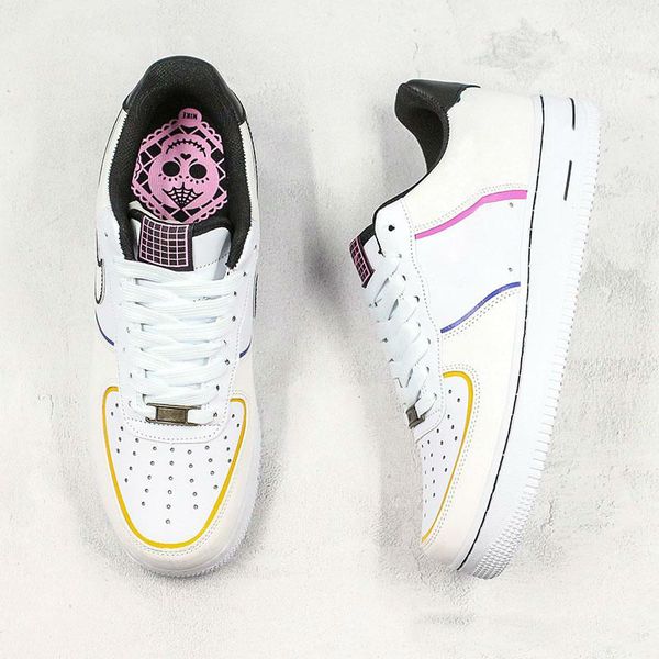 

2020 new forced 1 low day of the dead 3m running shoes men women 1s white multi fully reflective sneakers trainers size us11