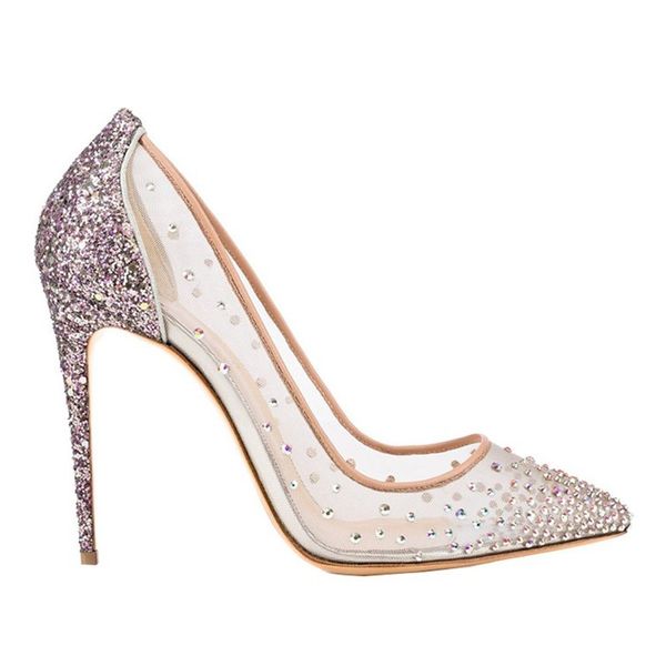 

real ps 2019 women pumps bling bling beautiful rhinestone wedding famous red thin high heels young ladies party dress shoes c13, Black