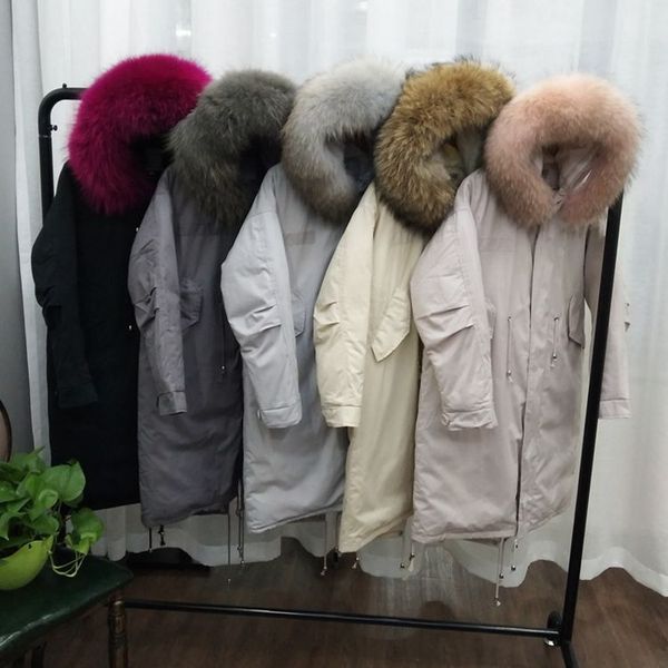 

real raccoon dog fur collar winte duck down coats outerwear women down jackets fashion parkas 2018 autumn winter, Black