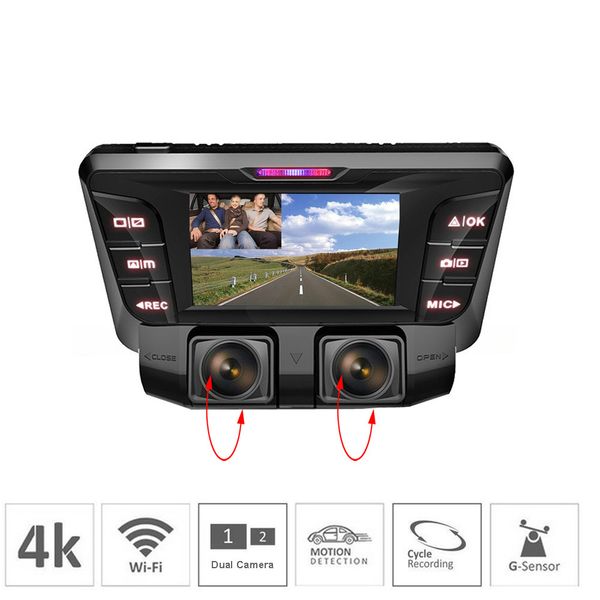 4k Dash Cam Hidden Wifi Car Dvr Camera Dual Lens Dual Full 1080p For Inside And Outside Car Sony Imx323 Car Dvr Video Recorder Dash Camera Systems