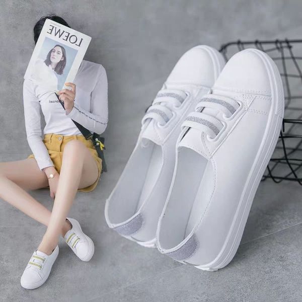 

low-cut white shoes women's 2019 autumn new style korean-style flat shoes students versatile breathable slip-on loafers, Black