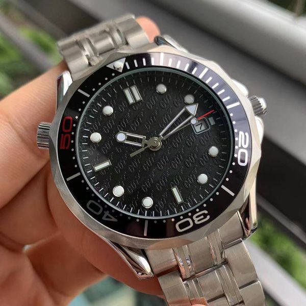 

mens watches professional 300m james bond 007 50th anniversary black dial blue dial relojes automatic watch men's wristwatches, Slivery;brown