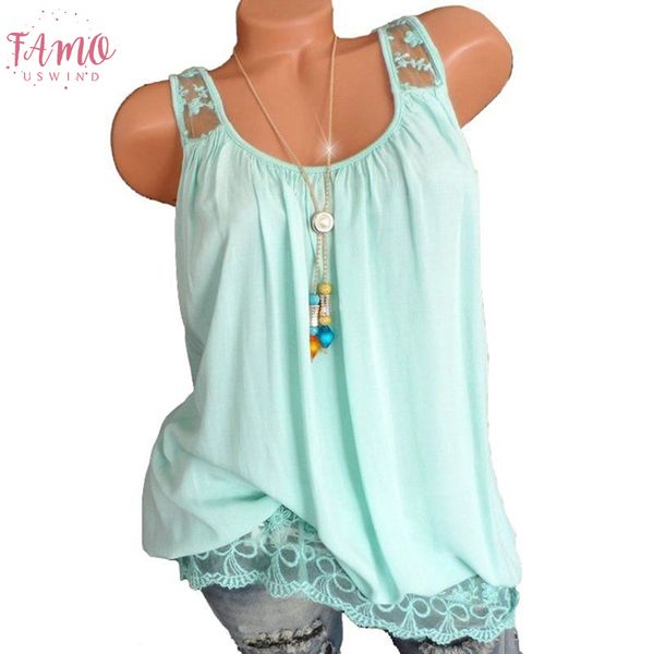 

plus size 5xl women lace blouses 2019 summer sleeveless tank vest ladies harajuku shirts ladies shirts lace jumper, White