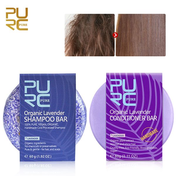 

purc organic lavender shampoo bar 100% pure and vegan handmade cold processed and lavender hair conditioner