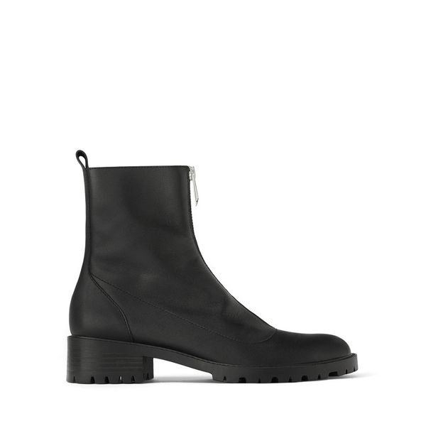 

women's shoes sole cowhide change short boots genuine leather boots flat bottom front, Black
