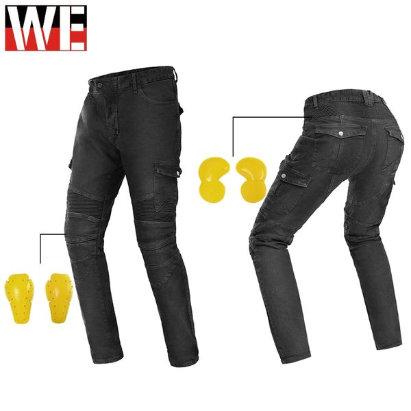 

men's motocross off-road pants motorcycle moto jeans protective gear knee pads hip protection riding touring motorbike trousers