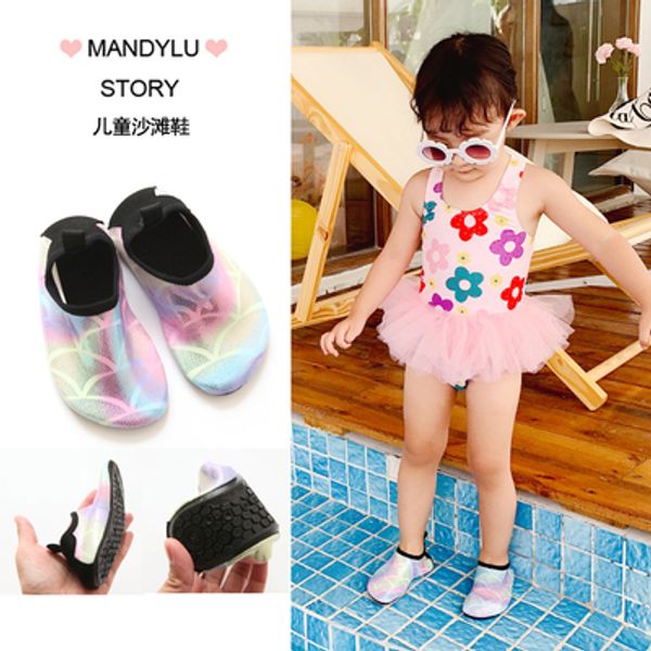 

children shoes kids non-slip water beach surfing swimming shoe kids slippers sparkle mermaid seaside footwear for boy girl, White
