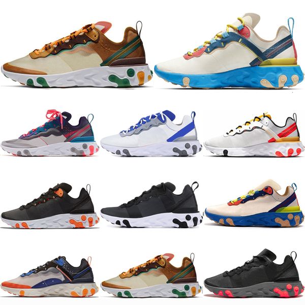 

87 55 react element running shoes men bright blue triple black white red orbit total orange womens mens trainers sports sneakers