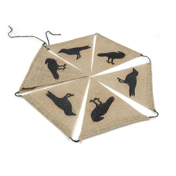

halloween hang pennants arranged party decorations supplies flag crow pattern burlap flag banner party decoration bunting