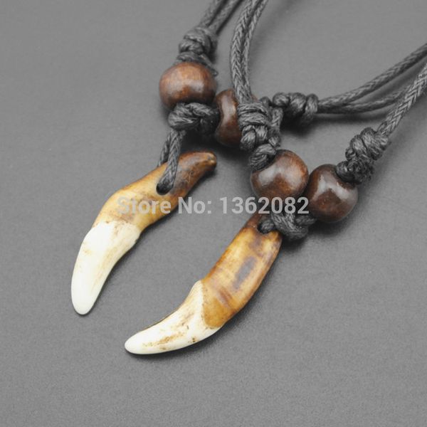 

tibet jewelry amulet real tooth fangs canine wolf tooth pendant surfer necklace adjustable gift mn251, Silver
