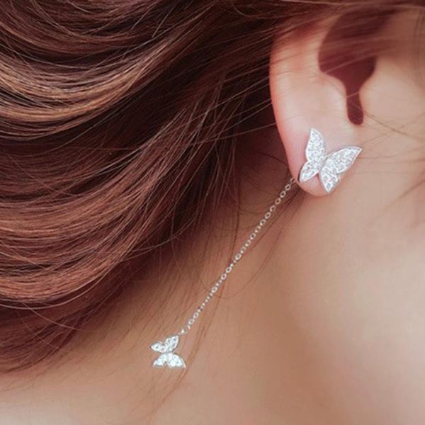 

long simple fashion silver size butterfly earrings ladies jewelry long aretes de mujer earing stud earrings kolczyki earring ea3, Golden;silver