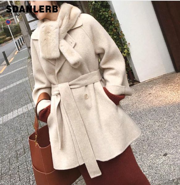 

2019 autumn winter wool coat cashmere coat whom long thin knee-high han edition, Black