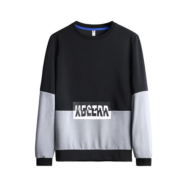 

mens contrast letters printed pullover hoodie simple splice sweater sports fashion youth male clothing winter, Black